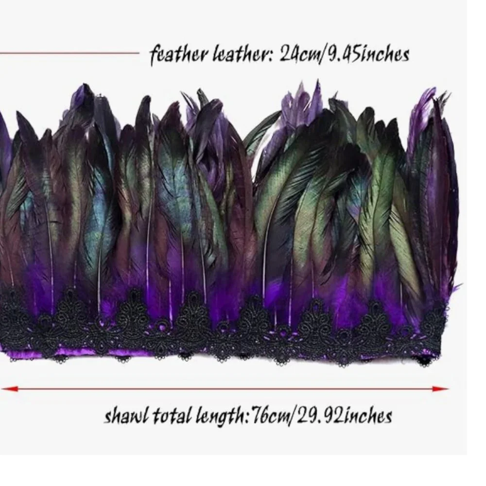 Women's Purple Natural Feather Shawl Cape